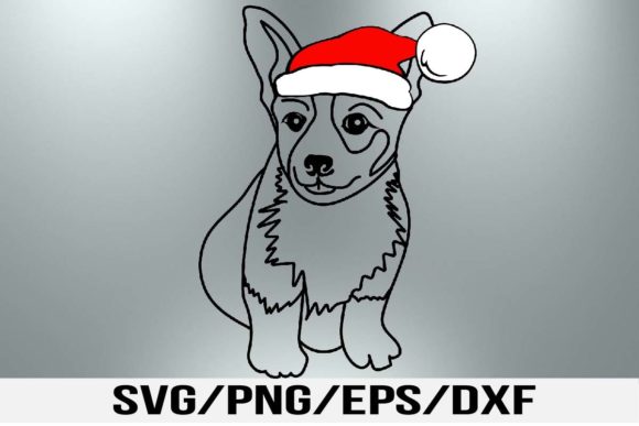 Dog with Christmas Hat, Corgi